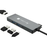 Techly IUSB32C-HUB4HPD laptop dock & poortreplicator Bedraad