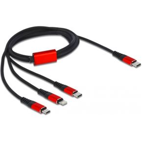 DeLOCK 86711 USB-kabel 1 m USB 2.0 USB C USB C/Micro-USB B/Lightning Zwart, Rood
