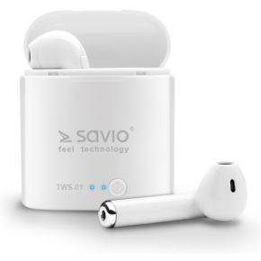 Savio TWS-01 Wireless Bluetooth Earphones Headset Zonnebril USB Type-C Wit