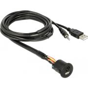 DeLOCK 85718 tussenstuk voor kabels USB Type-A + 3.5 mm 4 pin Zwart