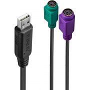 Lindy 42651 tussenstuk voor kabels USB A 1.1 2 x Mini-DIN 6 Pin Zwart