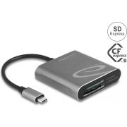 DeLOCK 91000 geheugenkaartlezer USB 3.2 Gen 2 (3.1 Gen 2) Type-C Grijs