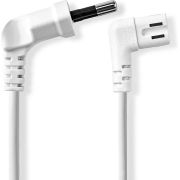 Nedis Stroomkabel | Euro Male | IEC-320-C7 | Gehoekt | Links Gehoekt | Vernikkeld | 2.00 m | Plat | PVC |