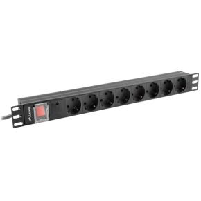 Lanberg PDU-08F-0200-BK energiedistributie 8 AC-uitgang(en) 1U Zwart