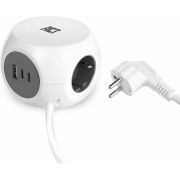 ACT Stekkerdoos kubus met 3 type F stopcontacten. 30W Power Delivery USB-C/A poorten. kabellengte 1