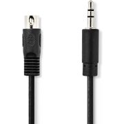 Nedis DIN-Audiokabel | DIN 5-Pins Male | 3,5 mm Male | Vernikkeld | 1.00 m | Rond | PVC | Zwart | Label