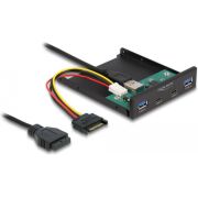 DeLOCK 64155 drive bay panel 8,89 cm (3.5") I/O ports paneel Zwart