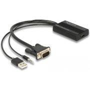 DeLOCK 64172 video kabel adapter 0,25 m HDMI Type A (Standaard) VGA (D-Sub) + 3.5mm + USB Type-A Zwa