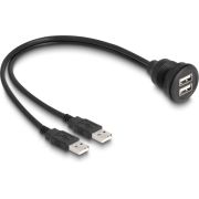 DeLOCK 88104 tussenstuk voor kabels 2 x USB Type-A Zwart