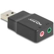 DeLOCK 66634 tussenstuk voor kabels USB 2.0 Type-A 2 x 3.5 mm 3 pin Zwart