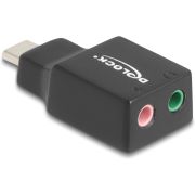 DeLOCK 67128 tussenstuk voor kabels 1 x USB 2.0 C 2 x 3.5mm Zwart