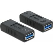 DeLOCK 66641 tussenstuk voor kabels USB 3.0 Type-A Zwart