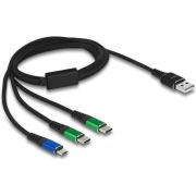 DeLOCK 87882 USB-kabel USB 2.0 1 m USB A 2 x USB C/Micro-USB B Zwart, Blauw, Groen