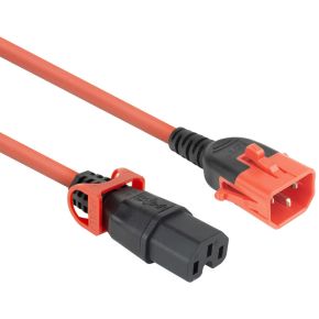ACT Netsnoer C14 IEC Lock+ Dual Locking - C15 IEC Lock+ rood 1 m. PC3869