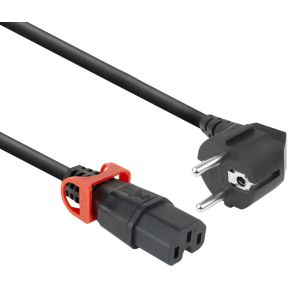 ACT Netsnoer CEE 7/7 male (angled) - C15 IEC Lock+ zwart 1 m. EL603S