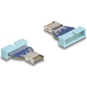 DeLOCK 67130 tussenstuk voor kabels 19 pin USB USB Type-E Blauw