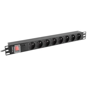 Lanberg PDU-08E-0200-BK energiedistributie 8 AC-uitgang(en) 1U Zwart