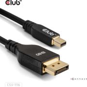 CLUB3D Mini DisplayPortTM to DisplayPortTM Bi-Directional VESA DP80 Certified Cable M/M 1m/3.28ft