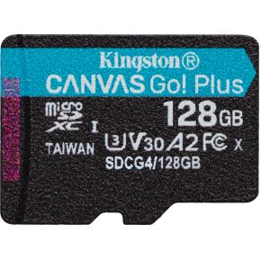 Kingston Technology 128GB microSDXC Canvas Go! Plus Gen4 200R A2 U3 enkel pakket zonder adapter