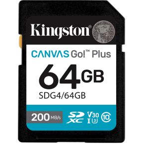 Kingston Technology 64GB SDXC Canvas Go Plus Gen4 200MB/s C10 UHS-I U3 V30