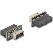 DeLOCK 67238 tussenstuk voor kabels 20-pin USB USB Type-E Zwart, Roestvrijstaal