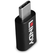 Lindy 71265 tussenstuk voor kabels USB Type C Datablocker Zwart
