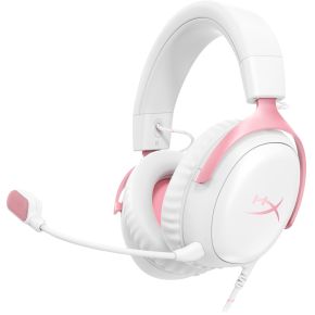 HyperX Cloud III Bedrade Gaming Headset in wit/roze