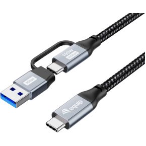 Equip 128432 2-in-1 USB 3.2 Gen 2x2 20Gbps 100W USB Type-C - USB Type-C/A 2m