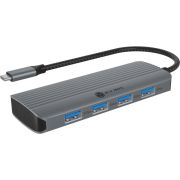 ICY BOX IB-DK4022a-CPD Bedraad USB 3.2 Gen 1 (3.1 Gen 1) Type-C Aluminium, Zilver