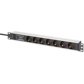 Digitus DN-95441 energiedistributie 7 AC-uitgang(en) 1U Zwart, Zilver