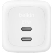 Belkin CARGADOR 67W DUAL USB-C WITH PPS WH Universeel Wit AC Snel opladen Binnen