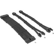 DeLOCK PSU Extension Cable Set 30 cm 6 pieces sleeved with cable combs (1 x 24 pin ATX, 2 x 4 + 4 pi
