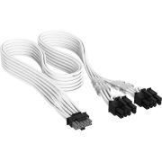 Corsair 12V-2x6 to 2x 8-pin (6+2 split) PCIe Cable, White