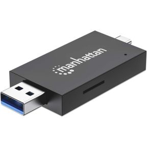 Manhattan 102735 geheugenkaartlezer USB 3.2 Gen 1 (3.1 Gen 1) Type-A/Type-C Zwart, Transparant