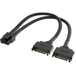 Akasa Dual SATA to 8-Pin CPU Power Adapter Cable 18AWG 15cm - Adapter - Digital/Daten 12+4-pin Zwart