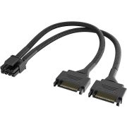 Akasa Dual SATA to 8-Pin CPU Power Adapter Cable 18AWG 15cm - Adapter - Digital/Daten 12+4-pin Zwart