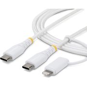 StarTech.com 2m 2-in-1 Robuuste USB-C Oplaadkabel met Lightning Adapter, 30W/60W, Apple MFi Gecertif