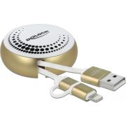 DeLOCK 85820 USB-kabel USB 2.0 0,92 m USB A Micro-USB B/Lightning Goud, Wit