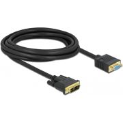 DeLOCK 86754 video kabel adapter 3 m DVI VGA (D-Sub) Zwart
