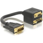 DeLOCK Adapter DVI29 male to DVI29 + VGA female 0,2 m DVI DVI + VGA (D-Sub) Zwart