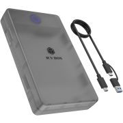 ICY BOX Spade Base 388 HDD-/SSD-behuizing Zwart, Transparant 2.5/3.5"