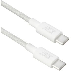 ACT USB 2.0 60W laad- en datakabel USB-C naar USB-C. wit. 2 meter