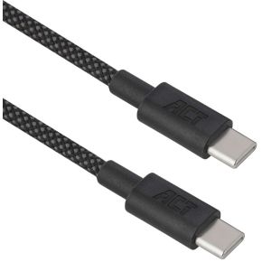 ACT USB 2.0 60W laad- en datakabel USB-C naar USB-C. zwart. 2 meter
