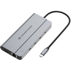 Conceptronic DONN34G laptop dock & poortreplicator Bedraad USB 3.2 Gen 2 (3.1 Gen 2) Type-C Grijs