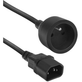 ACT Netsnoer C14 - Type E female (max. stroom 10A) zwart 0.2 m