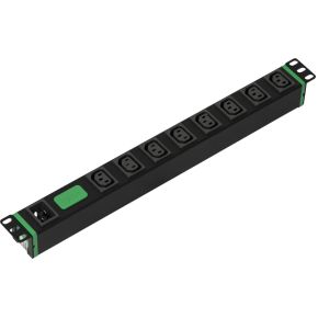 APC Easy Rack PDU, Basic, horizontaal, 1-fasig, 3,7 kW, 230 V, 16 A, 8 x C13-uitgangen, IEC 60320 C2