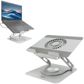 ACT Laptopstandaard 360° draaibaar. met ventilator. traploos in hoogte verstelbaar