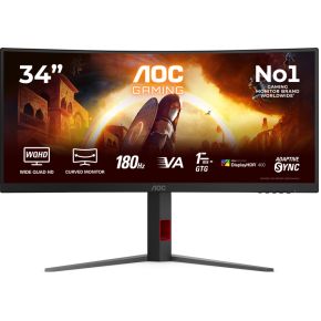 AOC G4 CU34G4CAP computer monitor 86,4 cm (34 ) 3440 x 1440 Pixels UltraWide Quad HD LCD Zwart, Rood