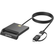 Manhattan Gecombineerde USB-C/USB-A-smartcardlezer, USB 2.0 Type-C- en Type-A-stekker naar contactle