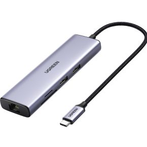 Ugreen 60515 USB-C Hub 2*USB3.0+HDMI+RJ45+SD&TF +PD port Converter